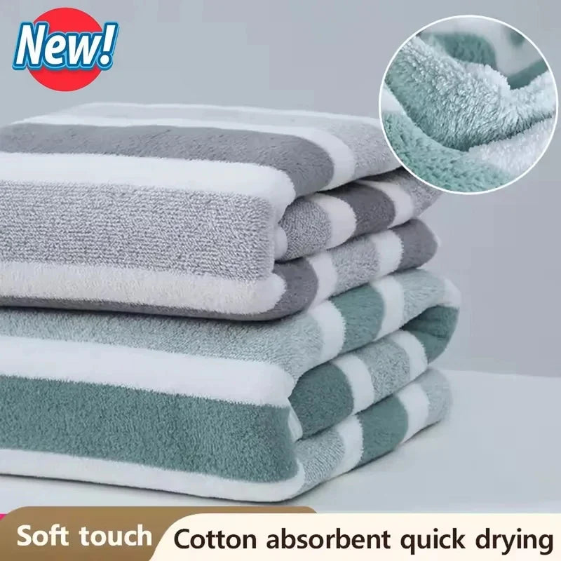 Striped Absorbent Face Towel – Soft Thick Cotton 13.8x29.5in