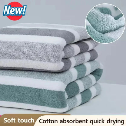 Striped Absorbent Face Towel – Soft Thick Cotton 13.8x29.5in