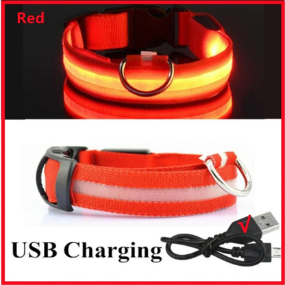 LED Dog Collar USB Rechargeable Glowing Safety Collar