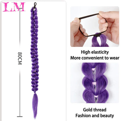 32 Inch Jumbo Braid Ponytail Hair Extension – Pre-Braided Synthetic