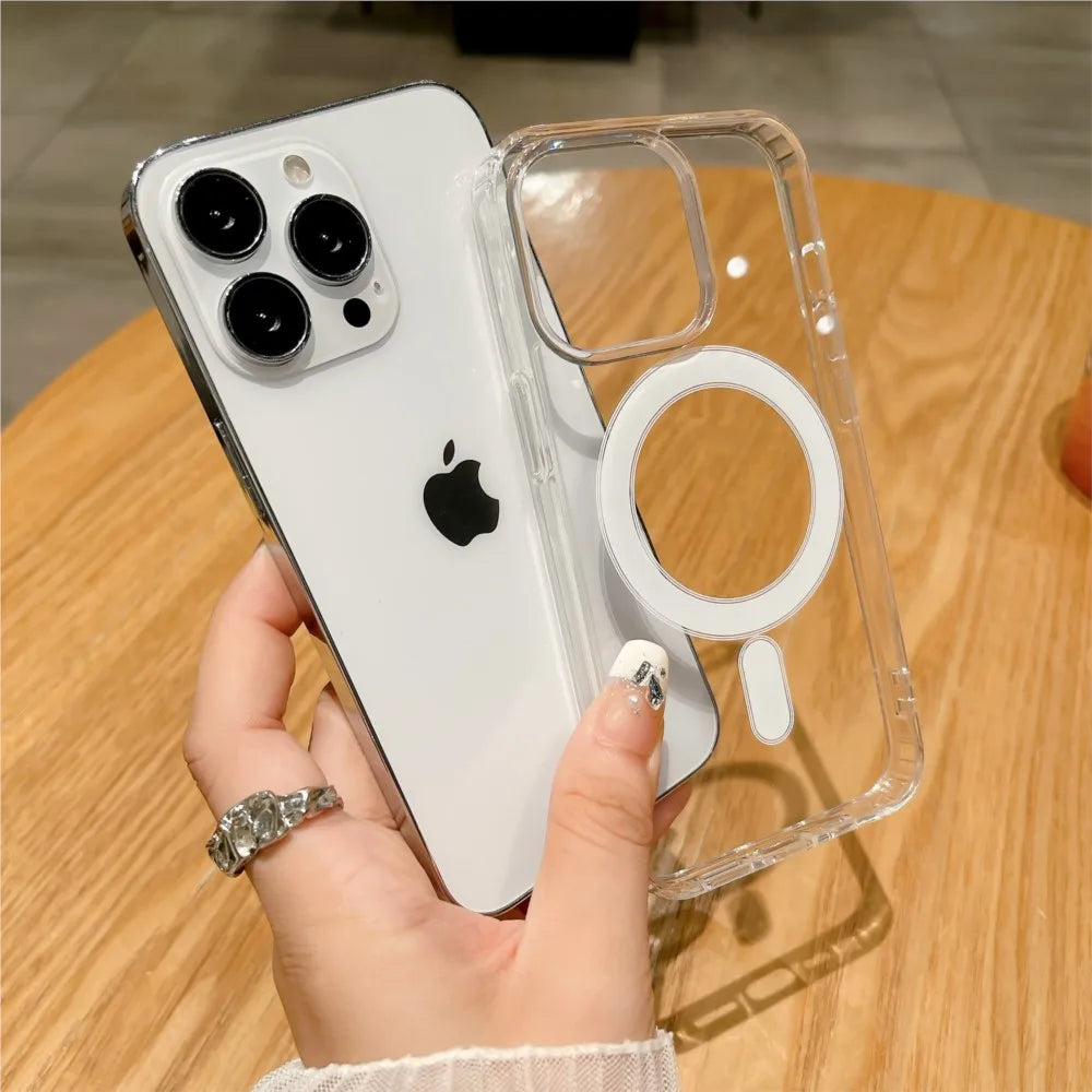 MagSafe Clear iPhone Case – Magnetic Transparent Wireless Charging Cover for iPhone 11–16 Series