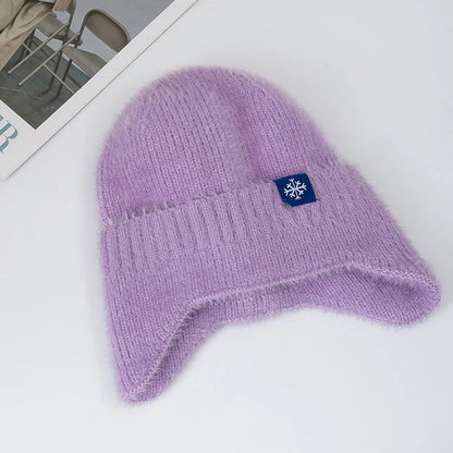 Women's Earflap Beanie – Faux Fur Knit Winter Hat