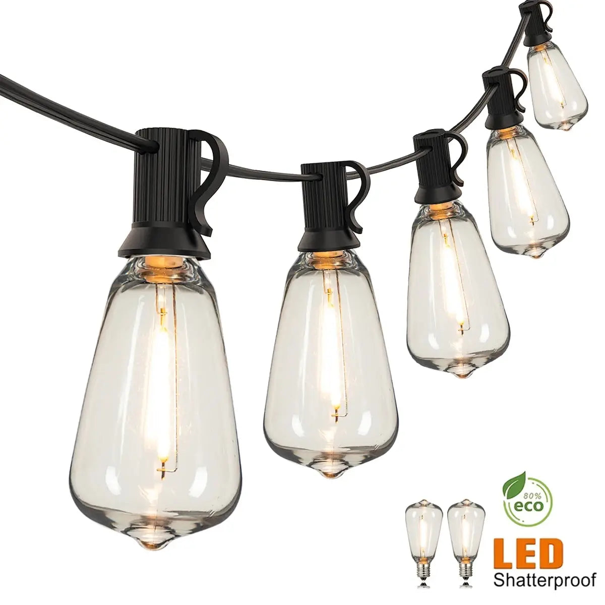 ST38 Outdoor String Lights Connectable Waterproof Shatterproof LED Bulb Dimmable