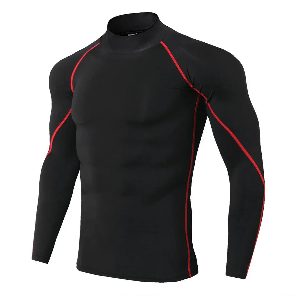 Men's Compression Shirt Long Sleeve Quick-Dry Gym Running Workout Top