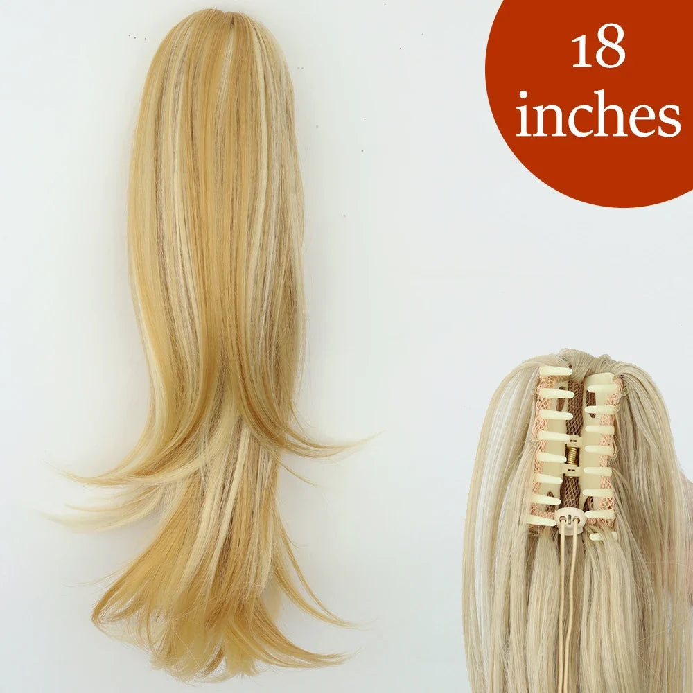 Claw Clip Ponytail Extension 24 Inch Wavy Synthetic Hair Heat Resistant