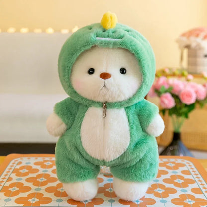 Kawaii Bear Plush Toy in Animal Costume Onesie – Soft Stuffed Doll