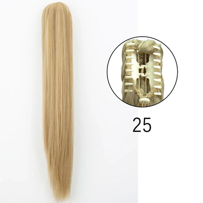 Claw Clip Ponytail Extension 24 Inch Wavy Synthetic Hair Heat Resistant