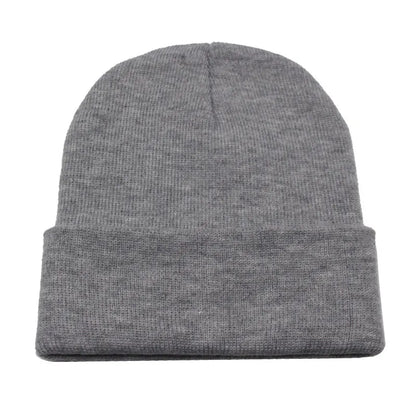 Solid Knit Beanie – Unisex Cuffed Winter Skull Cap