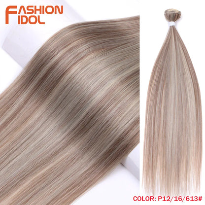 Bone Straight Hair Extensions Synthetic Bundles 24-36 Inch Multi-Color