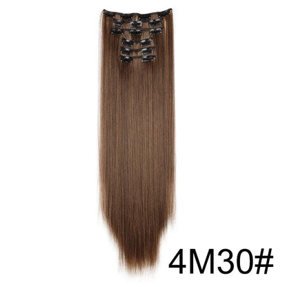 Clip-In Hair Extensions 6-Piece Set Long Straight Synthetic Seamless