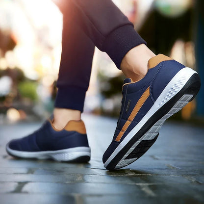 Men's Leather Casual Sneakers Breathable Non-Slip Shoes