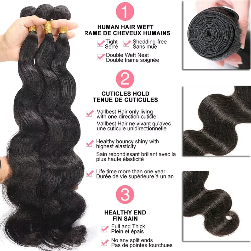 Body Wave Human Hair Bundles Virgin Peruvian Hair 3 4 Bundles Extensions