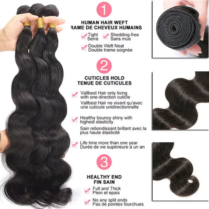 Body Wave Human Hair Bundles Virgin Peruvian Hair 3 4 Bundles Extensions