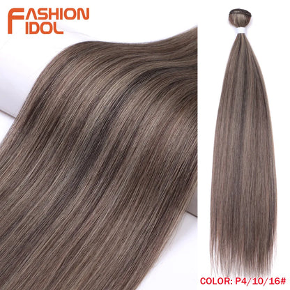Bone Straight Hair Extensions Synthetic Bundles 24-36 Inch Multi-Color