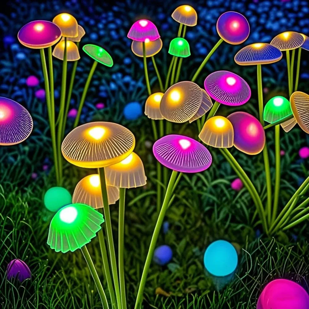 Solar Mushroom Garden Lights – Waterproof LED Pathway Decor, Warm & RGB