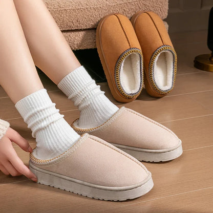 Women's Plush Slippers – Warm Fleece-Lined Indoor House Shoes