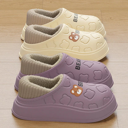 Winter Plush Slippers Women Men Waterproof Warm Anti-Slip Indoor Outdoor
