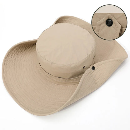 Wide Brim Sun Hat – Mesh Breathable Outdoor Bucket Hat for Men