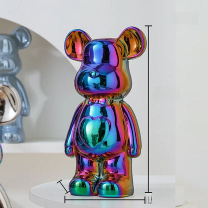 Bear Brick Ceramic Statue – Holographic Iridescent Bear Figurine Decor