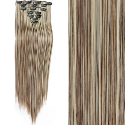 Clip-In Hair Extensions 7pcs 16 Clips Wavy Synthetic 24 Inch