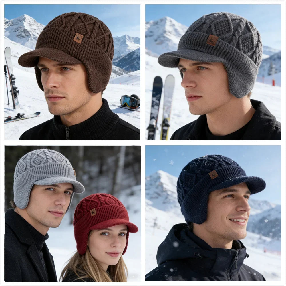 Winter Knit Earflap Beanie Cap – Fur Lined Warm Ski Hat