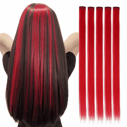 Clip-In Hair Extensions – 5pcs Colorful Straight Synthetic