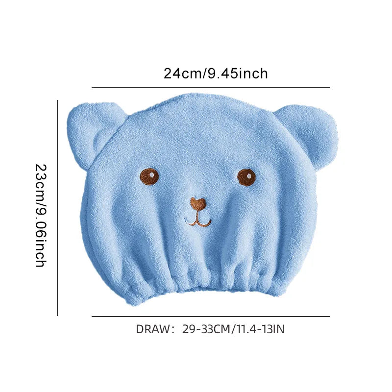 Microfiber Hair Drying Cap – Cute Bear Quick-Dry Towel Hat