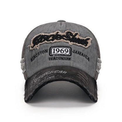 Embroidered Vintage Baseball Cap – Distressed Streetwear Hat