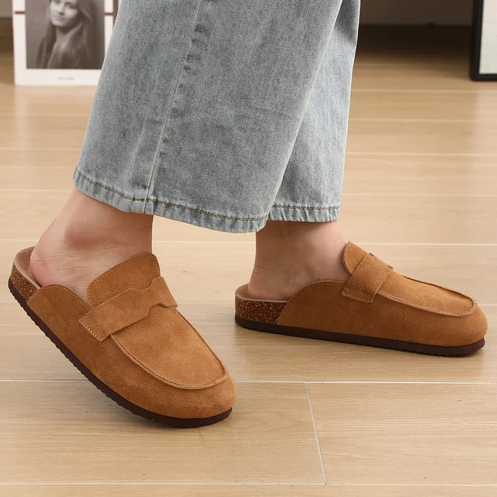 Suede Mule Clogs – Women's Cork Arch Support Outdoor Slippers