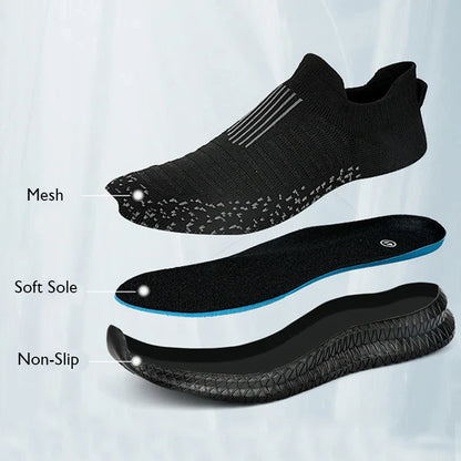 Men's Slip-On Knit Sneakers – Lightweight & Breathable Walking Shoes