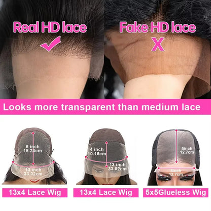 Body Wave Lace Front Human Hair Wig 250 Density 13x4 13x6 5x5 Glueless