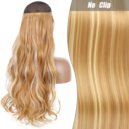 Clip-Free Straight Hair Extension Long Synthetic Hairpiece