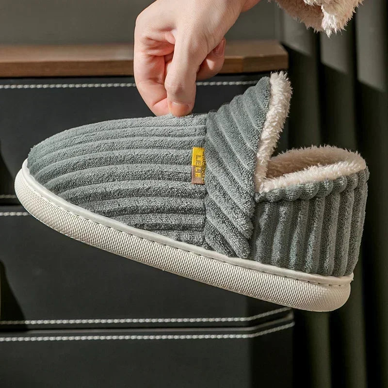 Plush Fur Slippers – Warm Corduroy Indoor Slides for Women & Men