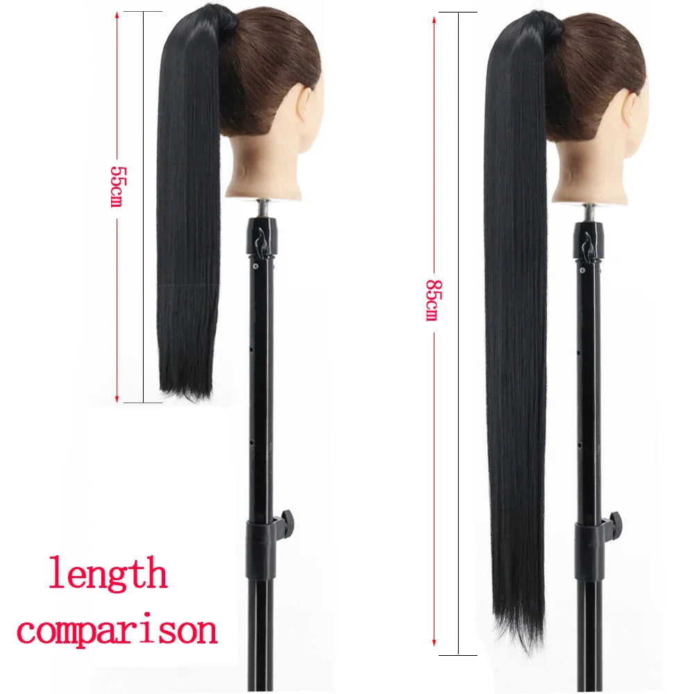 Wrap Around Ponytail Extension – Long Straight Synthetic Clip-In