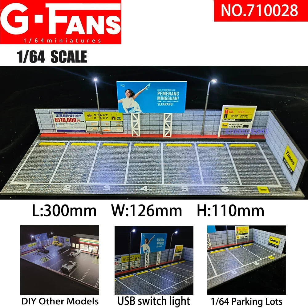G-Fans 1/64 Scale Parking Lot Diorama Scene with LED Light