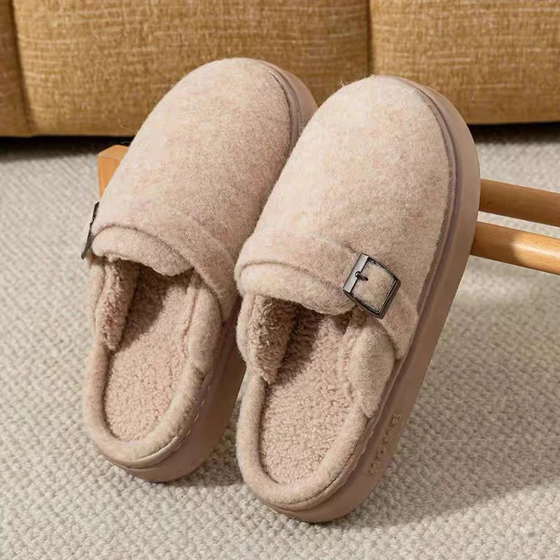 Platform Fuzzy Slippers Women Indoor Plush House Shoes