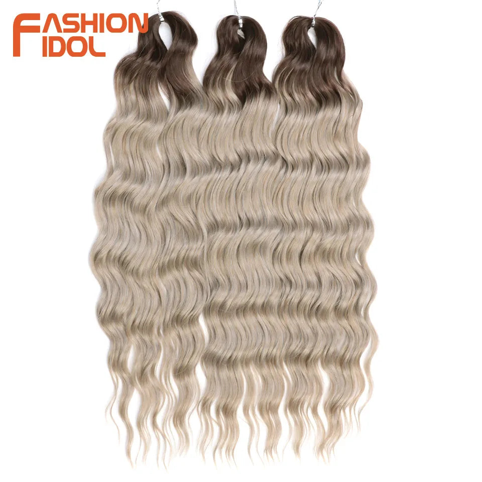 24 Inch Water Wave Crochet Braiding Hair Extensions – Synthetic Ombre