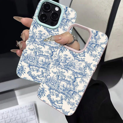 Toile de Jouy iPhone Case – Blue Vintage Floral Pattern