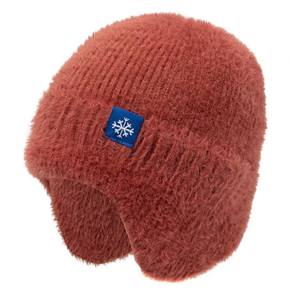 Faux Fur Earflap Beanie Hat – Soft Knit Winter Hat for Women