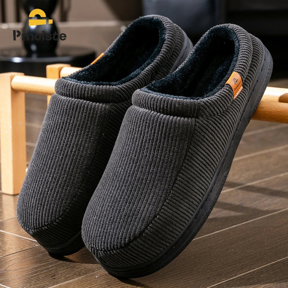 Men's Memory Foam Slippers – Corduroy Non-Slip Warm Indoor Shoes