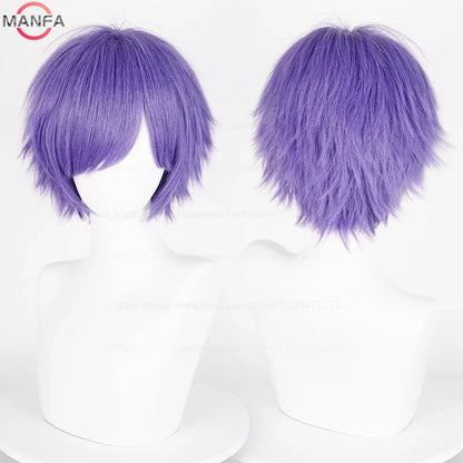 Short Straight Anime Cosplay Wig – 30cm, Multiple Colors for Men & Women