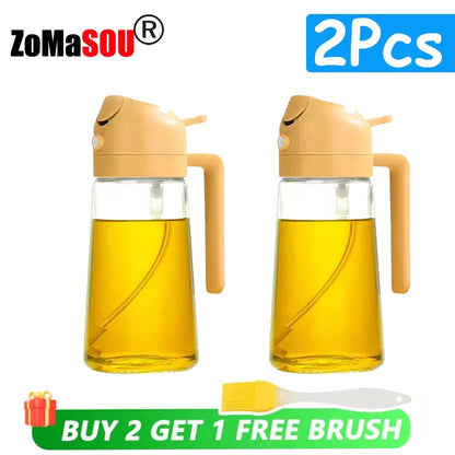 2-in-1 Oil Sprayer & Pourer Bottle – Glass Dispenser for Kitchen & BBQ