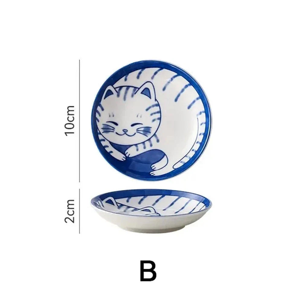 Lucky Cat Ceramic Sauce Dish – Cute Cartoon Sushi Plate