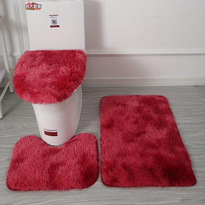 Bathroom Rug Set 3-Piece – Plush Non-Slip Bath Mat & Toilet Seat Cover