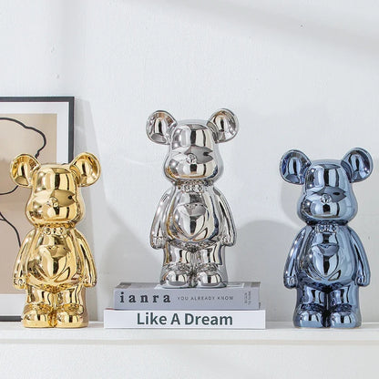 Bear Brick Ceramic Statue – Holographic Iridescent Bear Figurine Decor