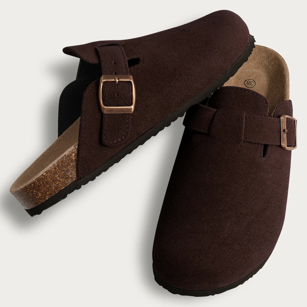 Suede Mule Clogs – Women's Cork Arch Support Outdoor Slippers