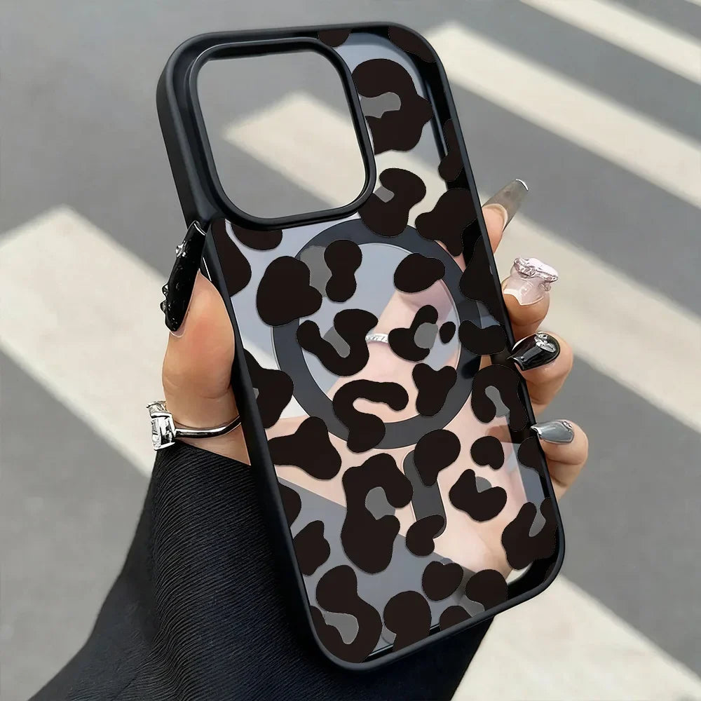 Leopard Print Star iPhone Case – Matte MagSafe Cover