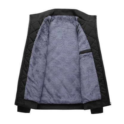Men's Fleece-Lined Bomber Jacket – Diamond Quilted Slim Fit