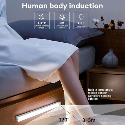 LED Motion Sensor Light Bar – Wireless USB-C Rechargeable Cabinet & Wardrobe Lamp