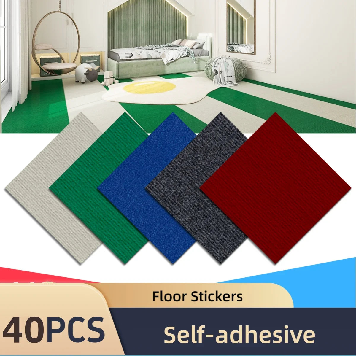 Self-Adhesive Carpet Tiles 40pcs – 30x30cm Peel & Stick Floor Mat